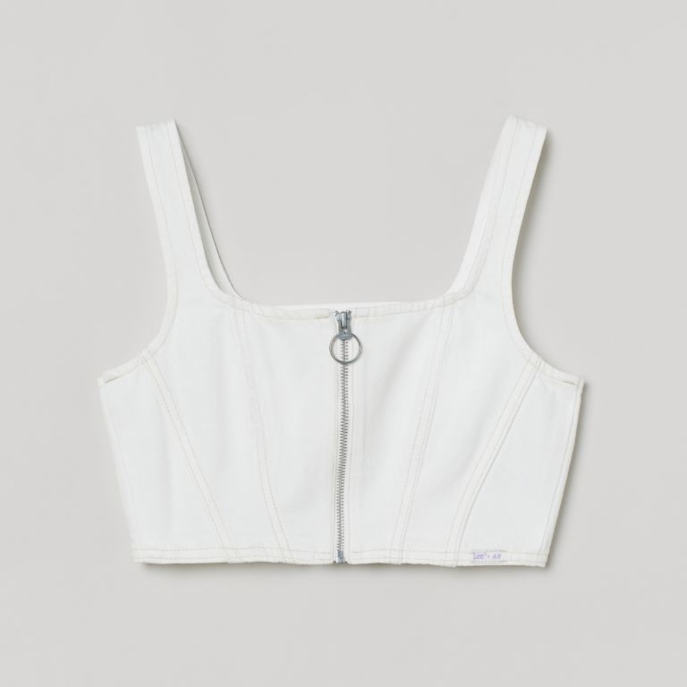 H&M x Lee White Denim Corset Top NEVER WORN!